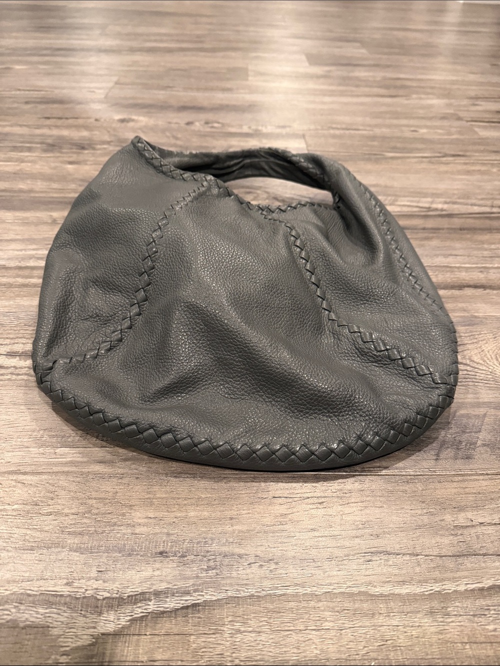 Bottega Veneta Dark Gray Cervo Leather Braided Hobo Bag - Picture 12 of 15